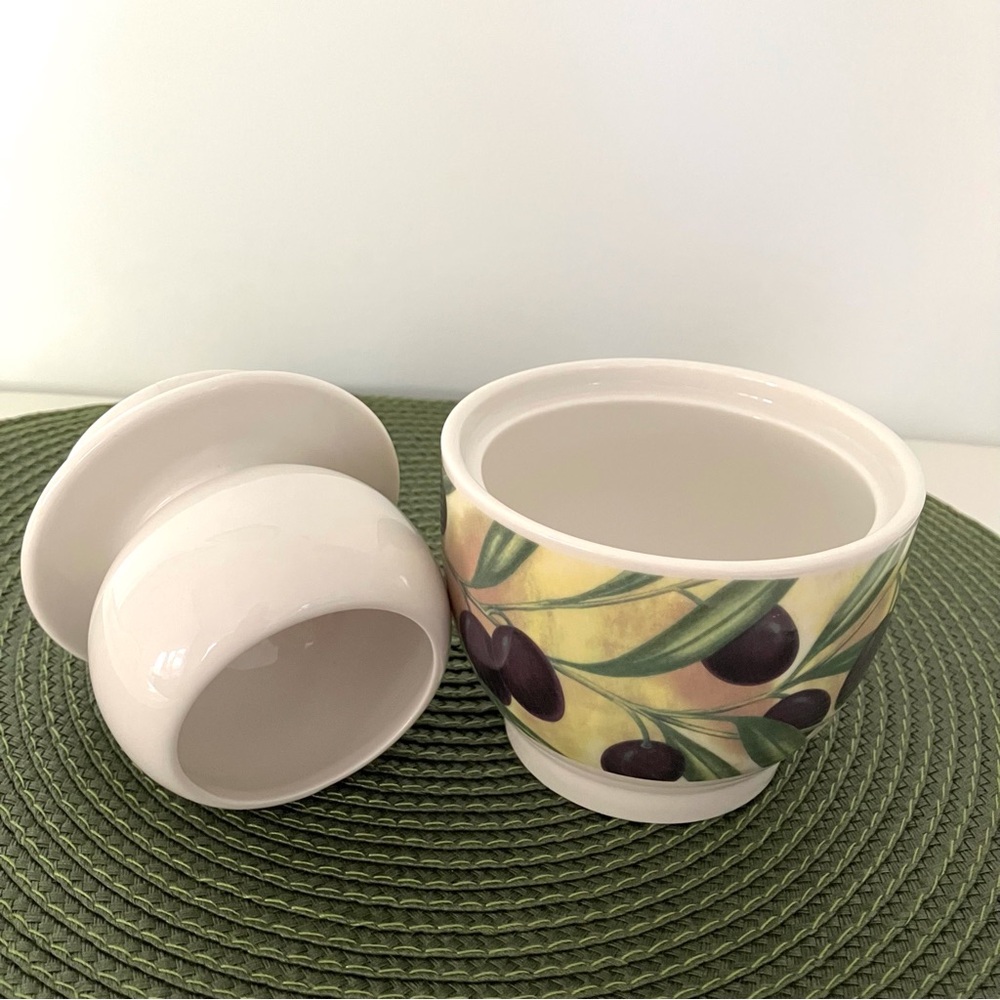 Pottery French Butter Dish ceramic design olives